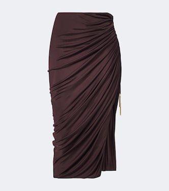 Falda midi de jersey fruncida | Balmain