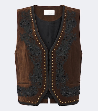 Embroidered cotton-blend velvet vest | Xu Zhi
