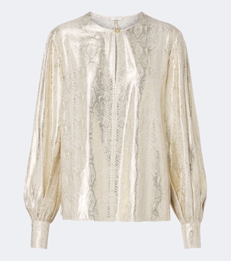 Valerie snake-print silk-blend lamé blouse | Joseph