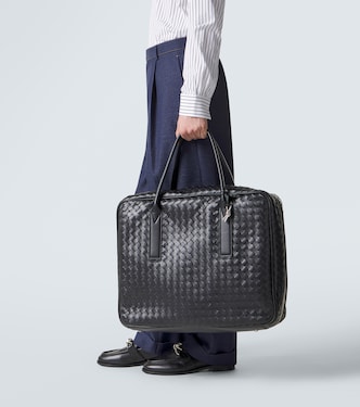 Getaway Large Intrecciato duffel bag in black - Bottega Veneta