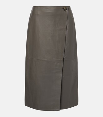 Leather midi skirt | Yves Salomon
