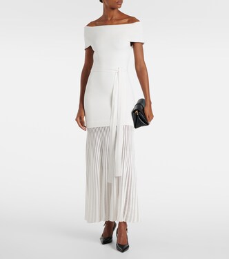 Mariana knitted off-shoulder midi dress in white - Rebecca Vallance |  Mytheresa