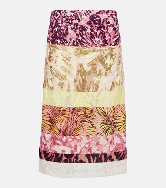 Colorblocked gathered midi skirt | Dries Van Noten