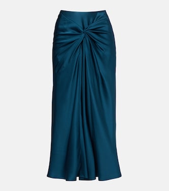 Gathered satin midi skirt | Dries Van Noten