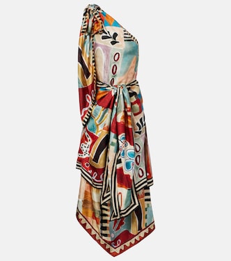 X LRNCE One-Shoulder-Midikleid Michelle aus Seide | Alémais