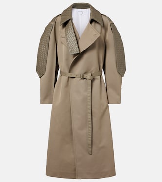 Trenchcoat Intrecciato aus Gabardine mit Leder | Bottega Veneta