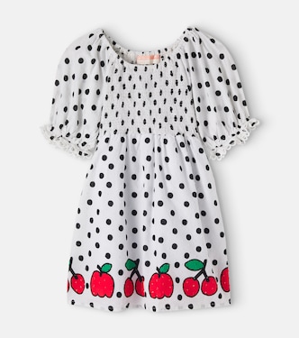 Shirred polka-dot cotton dress | Fábula