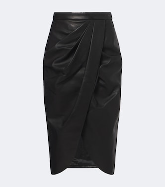 Draped leather midi skirt | Balmain