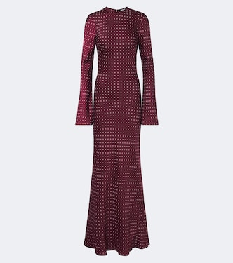 Polka-dot satin maxi dress | Rotate