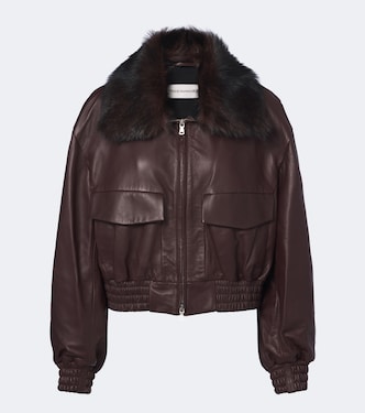 Shearling-trimmed leather blouson jacket | Nour Hammour