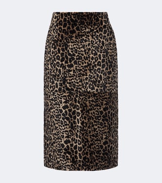 Alana leopard-print shearling pencil skirt | Nour Hammour