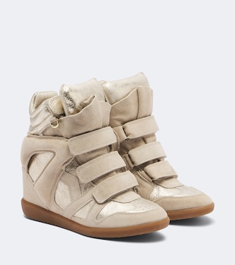 Bekett metallic leather and suede wedge sneakers | Isabel Marant