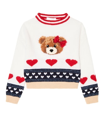 Intarsia-knit wool sweater | Monnalisa