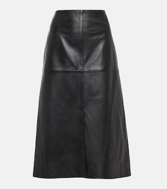 Sidena A-line leather midi skirt | Joseph