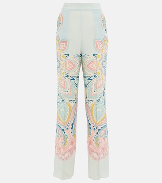 Pantalon à taille haute en soie à motif cachemire | Etro