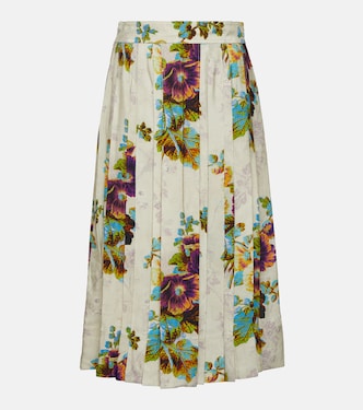 Falda midi de satén floral | Tory Burch