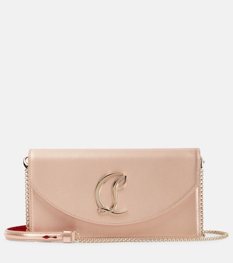 Loubi54 Small leather-trimmed silk clutch | Christian Louboutin