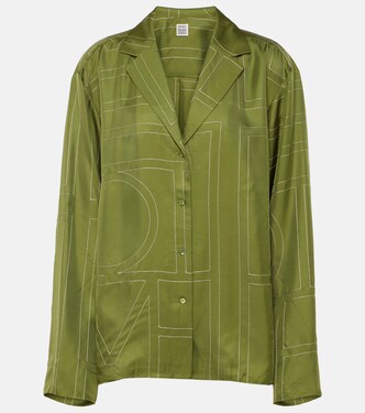 Monogram silk twill pajama shirt | Toteme
