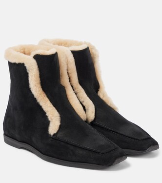 Ankle Boots aus Veloursleder mit Shearling | Toteme