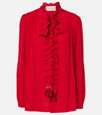 Ruffled silk crêpe de chine blouse | Valentino