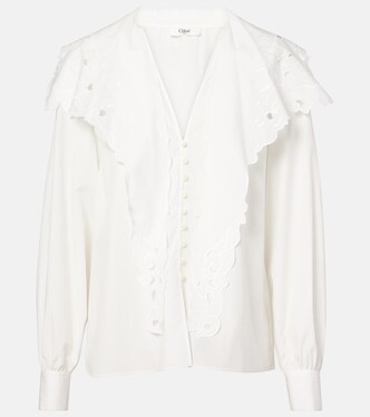 Broderie anglaise cotton poplin blouse | Chloé