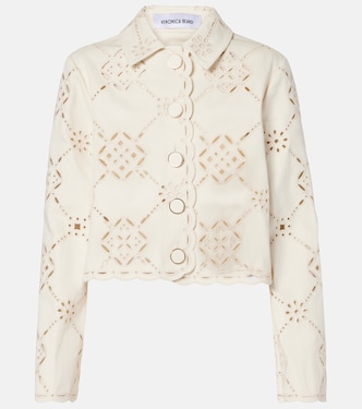 Adelaide laser-cut cropped cotton jacket | Veronica Beard