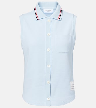 Sleeveless cotton polo shirt | Thom Browne