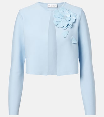 Chaqueta cropped con aplique floral y lentejuelas | Oscar de la Renta