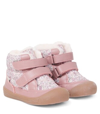 Tex floral leather-trimmed boots | Wheat