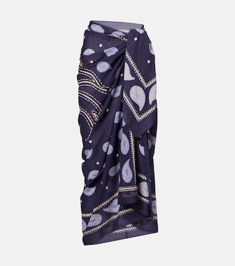 印花棉质沙滩半身裙 | Johanna Ortiz