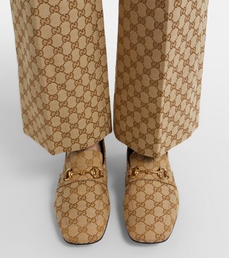 Horsebit GG Canvas loafers in beige - Gucci | Mytheresa