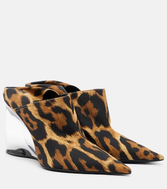 Invisible animal-print twill wedge mules | Alaïa