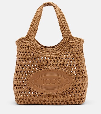 Cabas en raphia à finitions en cuir | Tod's
