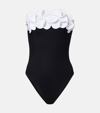Tess floral-appliqué bandeau swimsuit | Karla Colletto