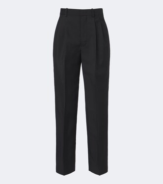 Pantalones rectos de lana y mohair plisados | Jil Sander