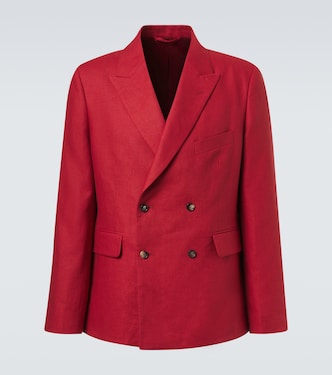 Double-breasted linen blazer | Bode