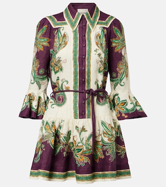 Vestido corto Ruthie de lino estampado | Alémais