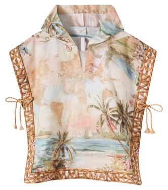 Printed cotton poncho | Zimmermann Kids