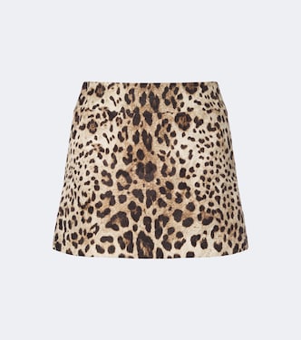 Leopard-print cotton and silk-blend miniskirt | Dolce&Gabbana
