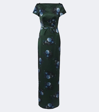 Belted floral duchess satin gown | Erdem