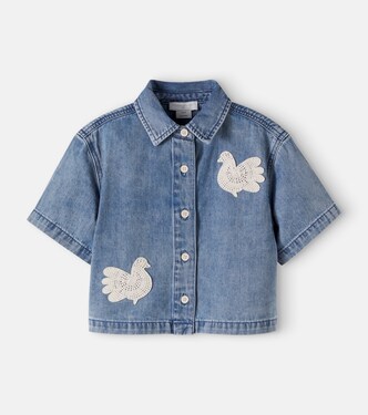 Patch-appliqué denim shirt | Stella McCartney Kids