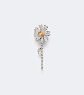Einzelner Ohrring Marguerite aus 9kt Weißgold mit Diamanten und Citrinen | Yvonne Léon