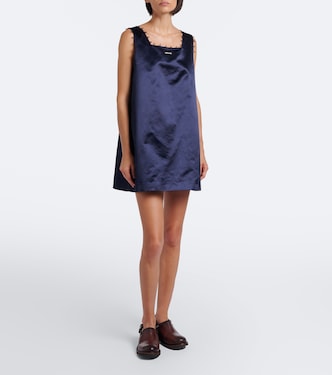 miu miu embroidered satin dress Miu Miu Embroidered Satin Slip Dress In Cameo Beige