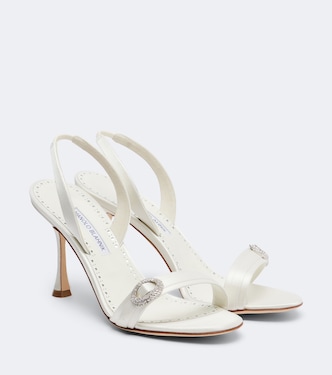 Zutosan embellished satin slingback sandals | Manolo Blahnik
