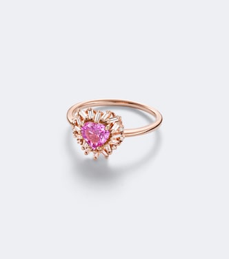 18kt rose gold ring with sapphire and diamonds | Suzanne Kalan