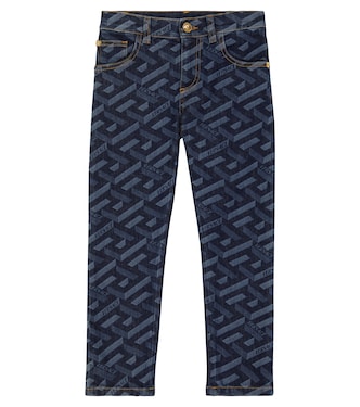 Logo-printed high-rise jeans | Versace Kids