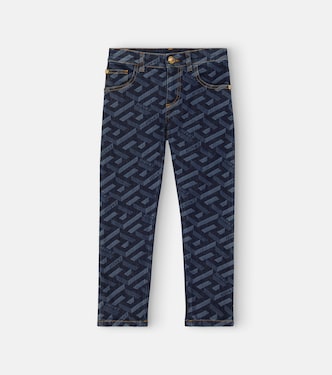 Jean à taille haute et logo | Versace Kids