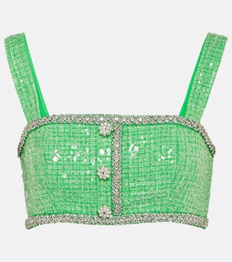 Cropped-Top aus Bouclé mit Pailletten | Self-Portrait