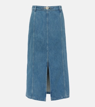 High-rise denim midi skirt | Patou