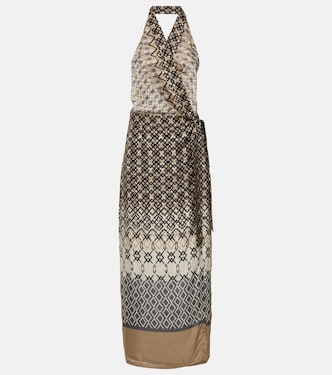 Printed halterneck silk maxi dress | Brunello Cucinelli
